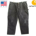 希少 USA製 carhartt B01 ダック ダブルニー ペインターパンツ フェード ブラック 実寸W41 L28 カーハート 黒 D149【中古】【古着】【メンズ】【通販】【BPXX】