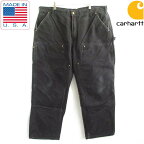 希少 USA製 carhartt B01 ダック ダブルニー ペインターパンツ フェード ブラック 実寸W41 L29 カーハート 黒 D149【中古】【古着】【メンズ】【通販】【BPXX】