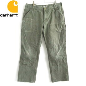 carhartt カーハート ダック ダブルニー フェード ペインター パンツ 緑系 36×30 ワークパンツ リラックス フィット D149【中古】【古着】【メンズ】【通販】【BPL】