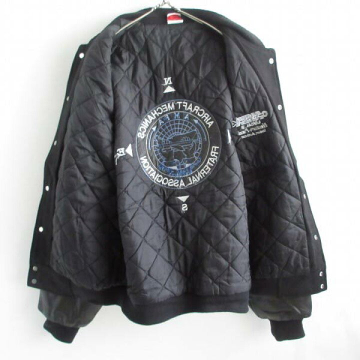 楽天市場】90s USA製 UNION LINE 袖レザー スタジャン 黒 Lサイズ程度 