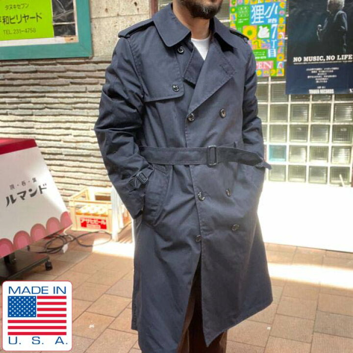 楽天市場】新品同様 USA製 実物 米軍 DSCP トレンチコート 紺系 40R 