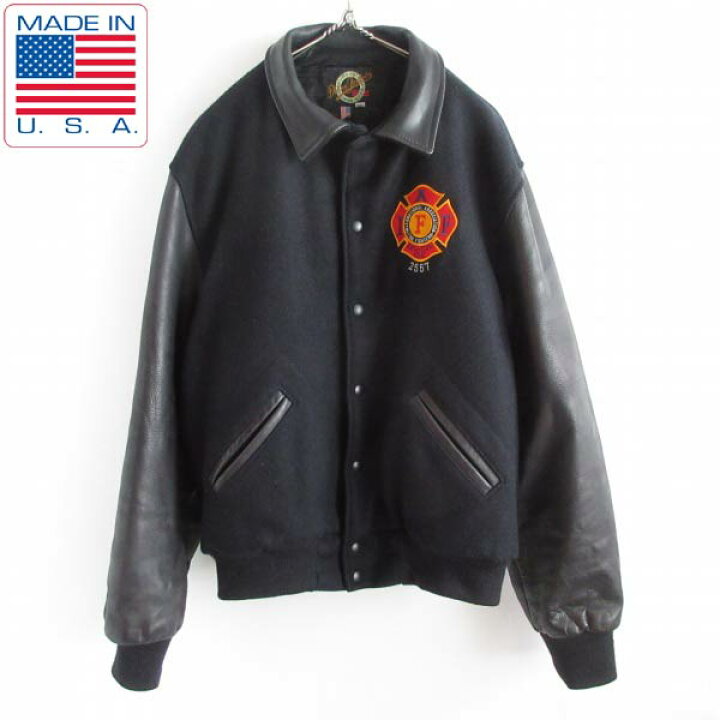楽天市場】美品 80s-90s USA製 Dehen ウール×袖レザー スタジャン L 