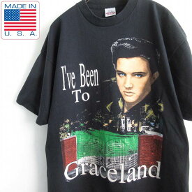 レア 90's USA製 エルビス プレスリー 半袖Tシャツ 黒 XL ブラック 袖シングルステッチ BELTON アメリカ製 ビンテージ d143【中古】【古着】【メンズ】【通販】【BTSX】