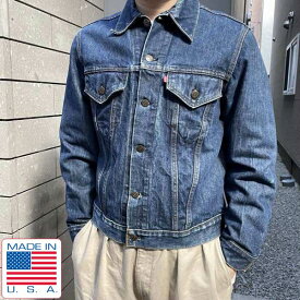 70s USA製 Levi's リーバイス 70505 4th 66前期 縦落ち 濃いめ デニムジャケット 42-44程度 ジージャン ビンテージ 60年代 70年代 D145【中古】【古着】【メンズ】【通販】【BTOL】