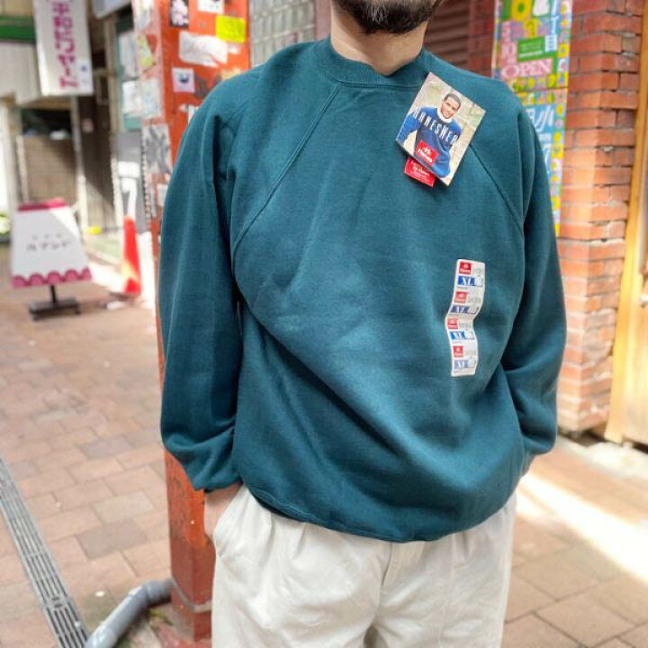 楽天市場】90s 新品 Hanes ヘインズ 無地スウェット XL 暗い青緑系 
