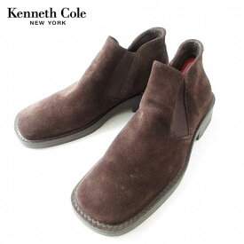 KENNETH COLE スクエアトゥ スエード サイドゴア ブーツ 28cm ダークブラウン系 ケネスコール メンズ 靴 d130【中古】【カジュアル】【BSL】