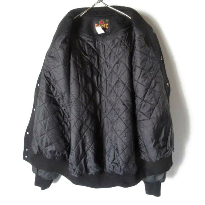 楽天市場】極美品 USA製 GAME Sportswear 袖レザー スタジャン 黒 M 