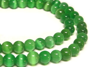 キャッツアイ グリーン ラウンド 連販売 約5mm(人工石) ビーズ 猫目石 パワーストーン アクセサリーパーツ ハンドメイド DIY