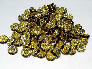 カラーロンデル 波ロンデル ゴールド×アメジストカラー 約8mm (10個セット) パープル 紫 金 アクセサリーパーツ ハンドメイド DIY