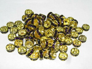 カラーロンデル 平ロンデル ゴールド×アメジストカラー 約8mm (10個入り) パープル 紫 金 アクセサリーパーツ ハンドメイド DIY