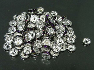 カラーロンデル 平ロンデル 古代銀×アメジストカラー 約8mm (10個入り) パープル 紫 シルバー アクセサリーパーツ ハンドメイド DIY
