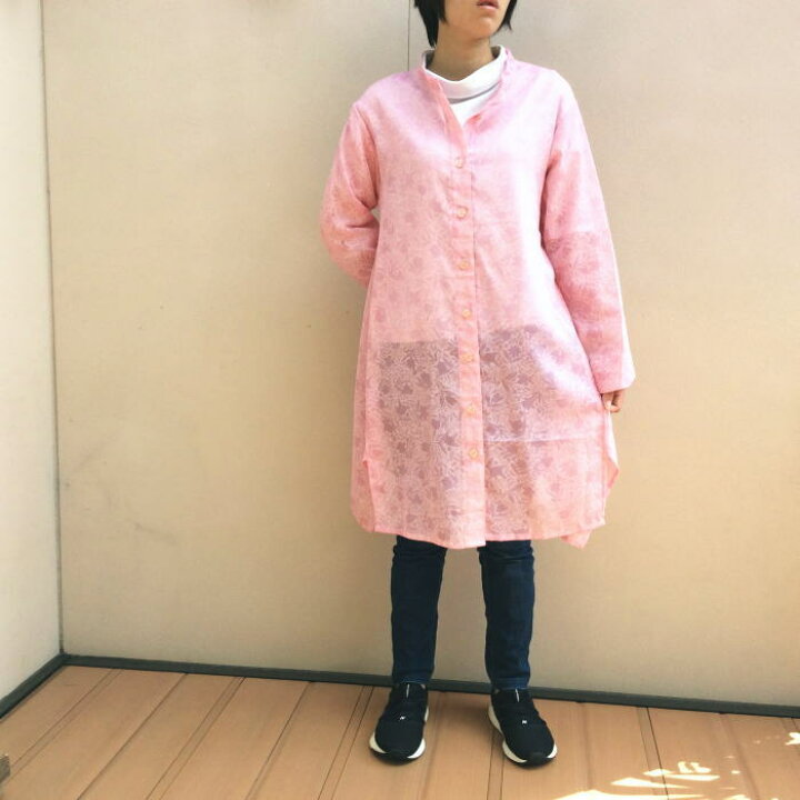 楽天市場】【 シャツブラウス 】スイス製綿ローン ロング丈 花柄