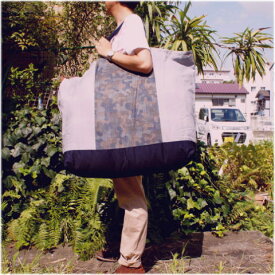 【お昼寝布団バッグ】【入園準備】【特大サイズ】迷彩柄(ブルーグレー)手作りお昼寝布団バッグ
