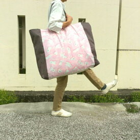 【お昼寝バッグ】【入園準備】【レギュラーサイズ】洗える！ホワイトトイプードル手作りお昼寝布団バッグ 布団バッグ