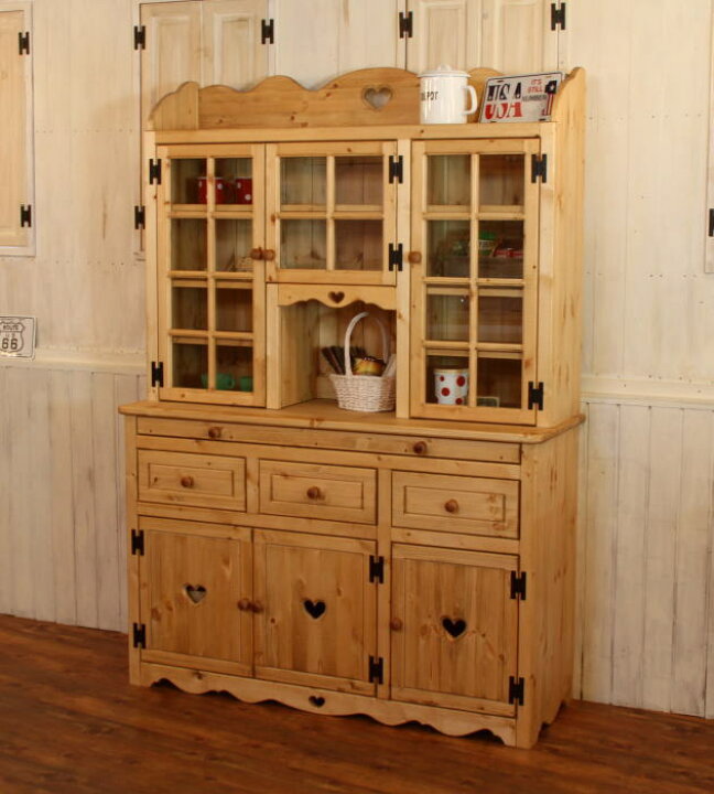 楽天市場 カントリー家具 ナチュラル オーダー 手作り 食器棚 収納 キッチンボード 収納棚 安心の日本製 オーダーメイド パイン材 北欧 無垢 ｃｏｕｎｔｒｙ シンプル３ガラスドア カップボード キャンドールインテリア