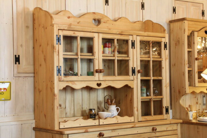 楽天市場】カップボード 幅130 カントリー 家具 日本製 手作り 木 木製 