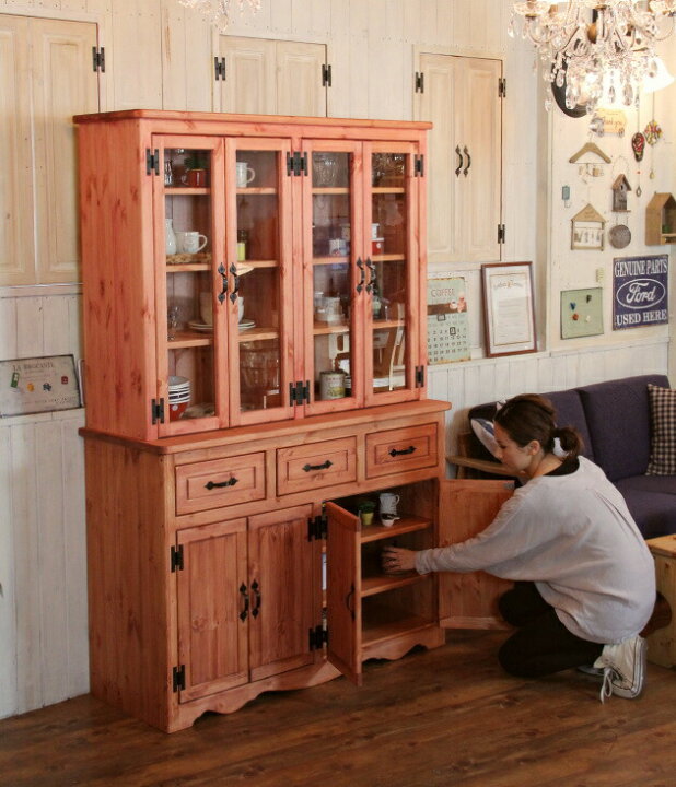 楽天市場】カップボード 幅120 カントリー 家具 日本製 手作り 木 木製 