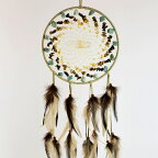 ドリームキャッチャー 本物 オジブア族 インディアン ハンドメイド 6インチ15cm ビジョンシーカー クラスター カナダ先住民お守り 淡茶色