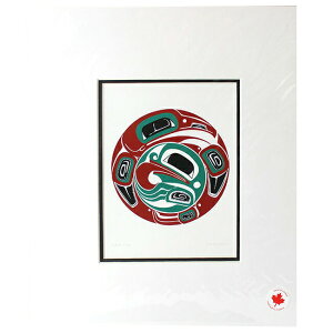 アート プリント 絵画 ダブルマット紙 カナダ 先住民 ネイティブ インディアン DENNIS RAVEN FROG ワタリガラス カエル