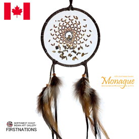 ドリームキャッチャー 本物 オジブア族 インディアン ハンドメイド 4インチ10cm エナジーフロー タイガーアイ