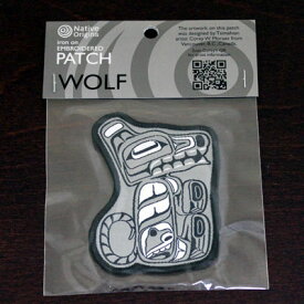ネイティブ柄 ワッペン カナダ 先住民 インディアン 雑貨 WOLF オオカミ 狼