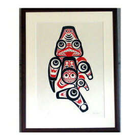 アート シルクスクリーン 絵 画 カナダ 先住民 ネイティブ インディアン 限定エディション 16/60 HAIDA DOGFISH 額装済
