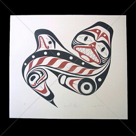 アート シルクスクリーン 絵 画 カナダ 先住民 ネイティブ インディアン 限定エディション 147/160 DOGFISH MOTHER