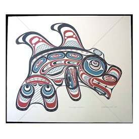 アート シルクスクリーン 絵 画 カナダ 先住民 ネイティブ インディアン 限定エディション 126/200 KITASOO DOUBLE-FINNED WHALE シャチ