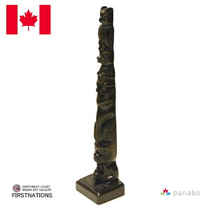 g[e|[ TOTEM POLE vJ  Ji_ Z lCeBu CfBA BOMA OWL BEAR RAVEN HUMAN tNE xA[ F ^KX 31cm