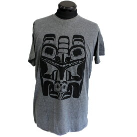 インディアンアート Tシャツ MENS メンズ カナダ 先住民 ネイティブ デザイン BEAR ベアー 熊 チャコールグレー S-XL ティーシャツ
