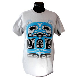 インディアンアート Tシャツ MENS メンズ カナダ 先住民 ネイティブ デザイン BEAR ベアー 熊 砂利色 S-XL ティーシャツ