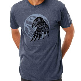 インディアンアート Tシャツ MENS メンズ カナダ 先住民 ネイティブ デザイン Raven Moon レイブン ワタリガラス 月 ムーン S-XL ティーシャツ
