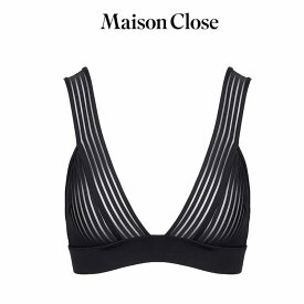 MAISON CLOSE メゾンクローズ 608550 ブラジャー トライアングルブラ ノンワイヤー S M L ブラック セクシー プレゼント BANDE A PART ストライプ