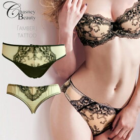 Chasney Beauty チェスニービューティー タンガ Tバック レディース S M L AMBER アンバー TATTOO タトゥー ヌード地にブラックの刺繍が豪華 CB3100/19