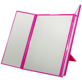 三面鏡 卓上 折り畳み LEDライト 搭載 メイク ミラー 化粧鏡 ハリウッド風 ブライトニング 肌色 化粧 用品 グッズ アイテム