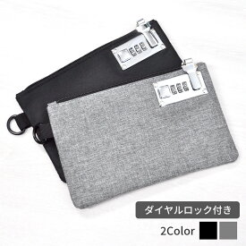 鍵付き ポーチ 集金袋 通帳 ケース 小さめ 貴重品 収納 チャック パスポート カードケース