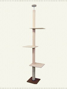 国産 キャットタワー 天井突っ張りタイプ スリム 猫タワー お掃除ラクラクシート×麻縄ミックスタイプ・棚板3枚 麻縄巻き 爪とぎ 爪研ぎ