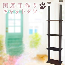 キャットタワー ツインタワー ツーポールタイプ 3段 国産 ツイン ネコタワー 多頭飼い 猫 ねこ ネコ 棚板 低発泡シート 耐震 安全 キャットツリー キャットポール ダークブラウン ポール モダン スタイリッシュ インテリア つめとぎポール