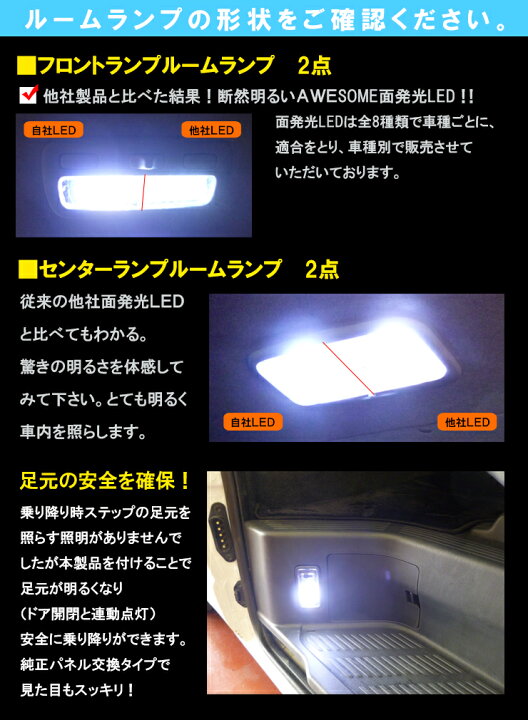 楽天市場 車種別面発光ルームランプled5点セットトヨタ ハイエースバン スーパーgl ナローボディ H16 8 用kdhz Trh0 21 221 223 226 228awesome02p05nov16 カーブティックイフ
