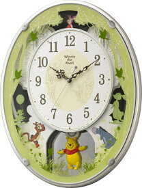 リズム時計 RHYTHM からくり時計　ディズニー　くまのプーさん掛け時計、ディズニー掛け時計です！アミュージング　くまのプーさんM523振り子時計　4MN523MC03　リズム時計