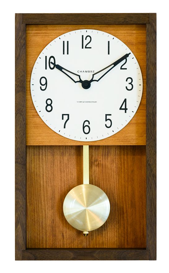 シャンブルCHAMBRE 機械式掛け時計を感じさせるレトロなデザインです シャンブル掛け時計 当店在庫してます HINOKI 振り子時計 CHAMBRE 【着後レビューで CH033BR