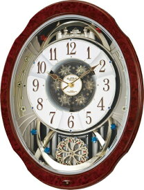 からくり 時計 壁掛け時計　スモールワールド ブルームDX 4MN499RH23(AZ23) 電波時計 リズム時計 名入れ 文字入れ　掛け時計 RHYTHM時計　お洒落