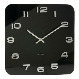 Karlsson　カールソン　掛け時計　Karlsson　Vintage　Square　Glass　Clock　ブラック　壁掛け時計　KA4398