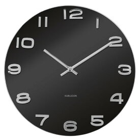 Karlsson　カールソン　掛け時計　Karlsson Vintage Round Glass Clock - Black　ブラック　壁掛け時計　KA4401　ギフト　贈り物　お洒落