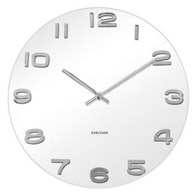 Karlsson　カールソン　掛け時計　Karlsson Vintage Round Glass Clock - White　ホワイト　壁掛け時計　KA4402　ギフト　贈り物　お洒落