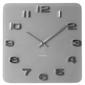 Karlsson　カールソン　掛け時計　Vintage　Square　Glass　Clock　グレー　壁掛け時計　KA5488GY