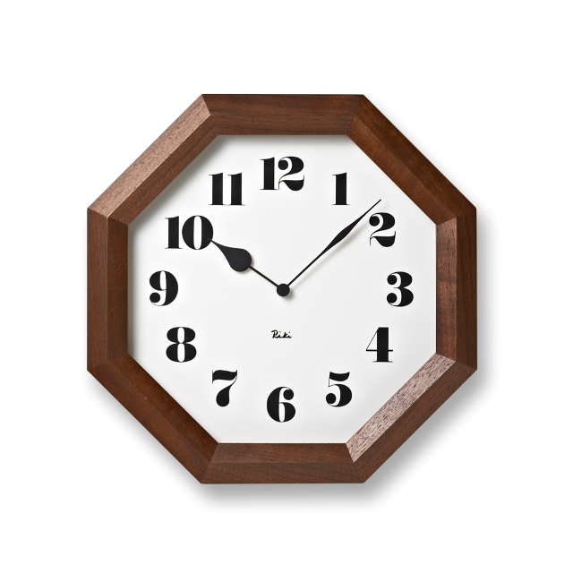 Lemnos レムノス 色々な 高級感ある八角形デザインのウッドクロック 大注目 レムノス掛け時計 WR11-01八角の時計