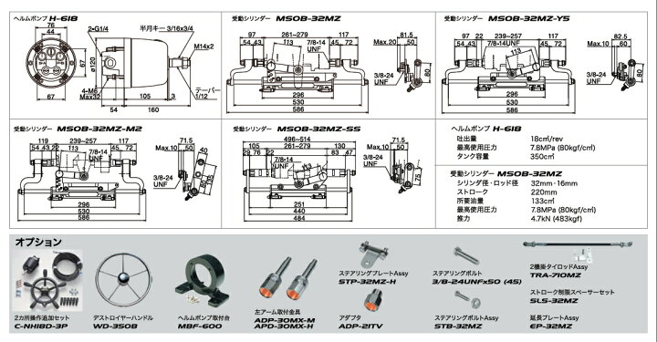 楽天市場】MAROL (マロール) 手動油圧操舵機 C-32MZ-SS 100馬力以下  