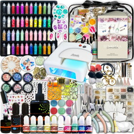 【宅配便送料無料】【リュミエラ】UVレジン スターターキット 【豪華 約170種類600点以上】 UVライト レジン液 カラーパウダーなど レジン初心者ガイドブック付き！ UVクラフトレジン UVレジンクラフト スターターセット UV レジン クラフト セット おうち時間