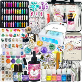 【宅配便送料無料】【リュミエラ】UVレジン スターターキット 【豪華 約170種類600点以上】 UVライト レジン液 カラーパウダーなど レジン初心者ガイドブック付き！ UVクラフトレジン UVレジンクラフト スターターセット UV レジン おうち時間　プレゼント